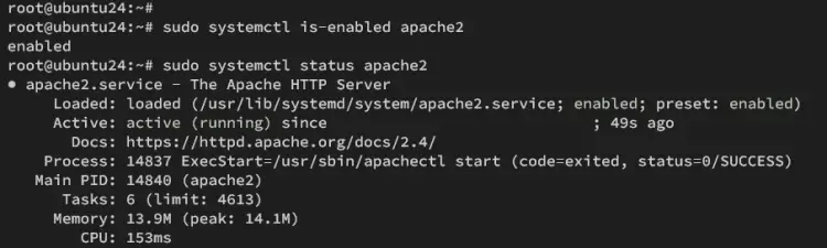 проверить apache2
