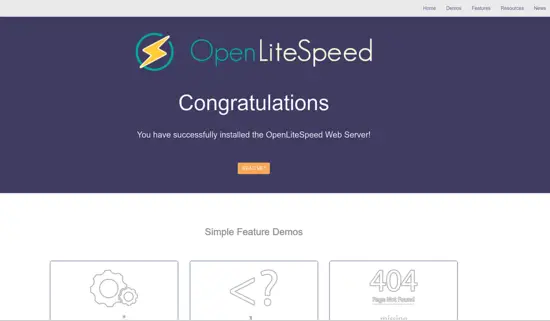 Serveur OpenLitespeed installé avec succès