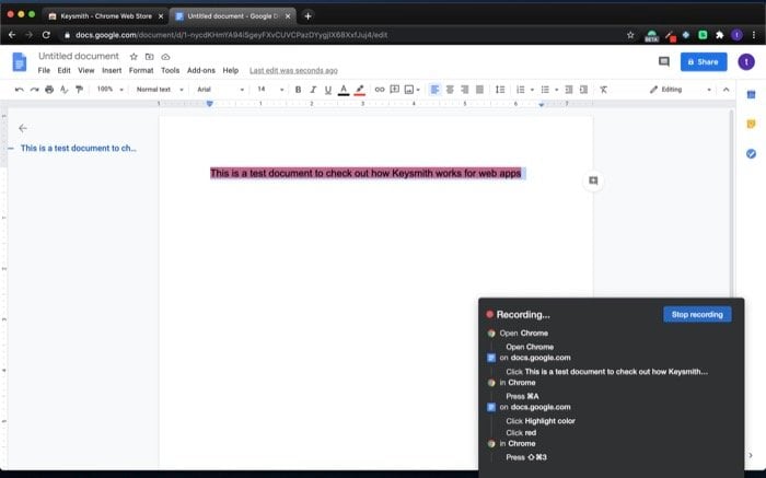 raccourci personnalisé keysmith pour application web 