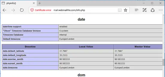 Vérifier les paramètres de date et de fuseau horaire PHP