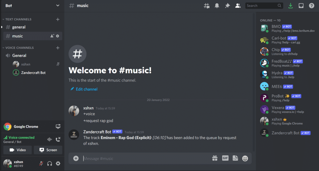 Zandercraft Discord Musik Bot