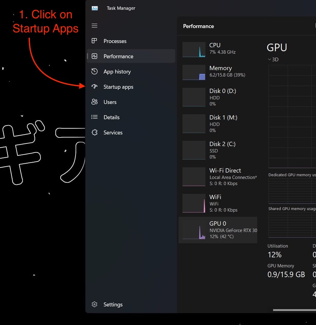 apri le app di avvio nel task manager