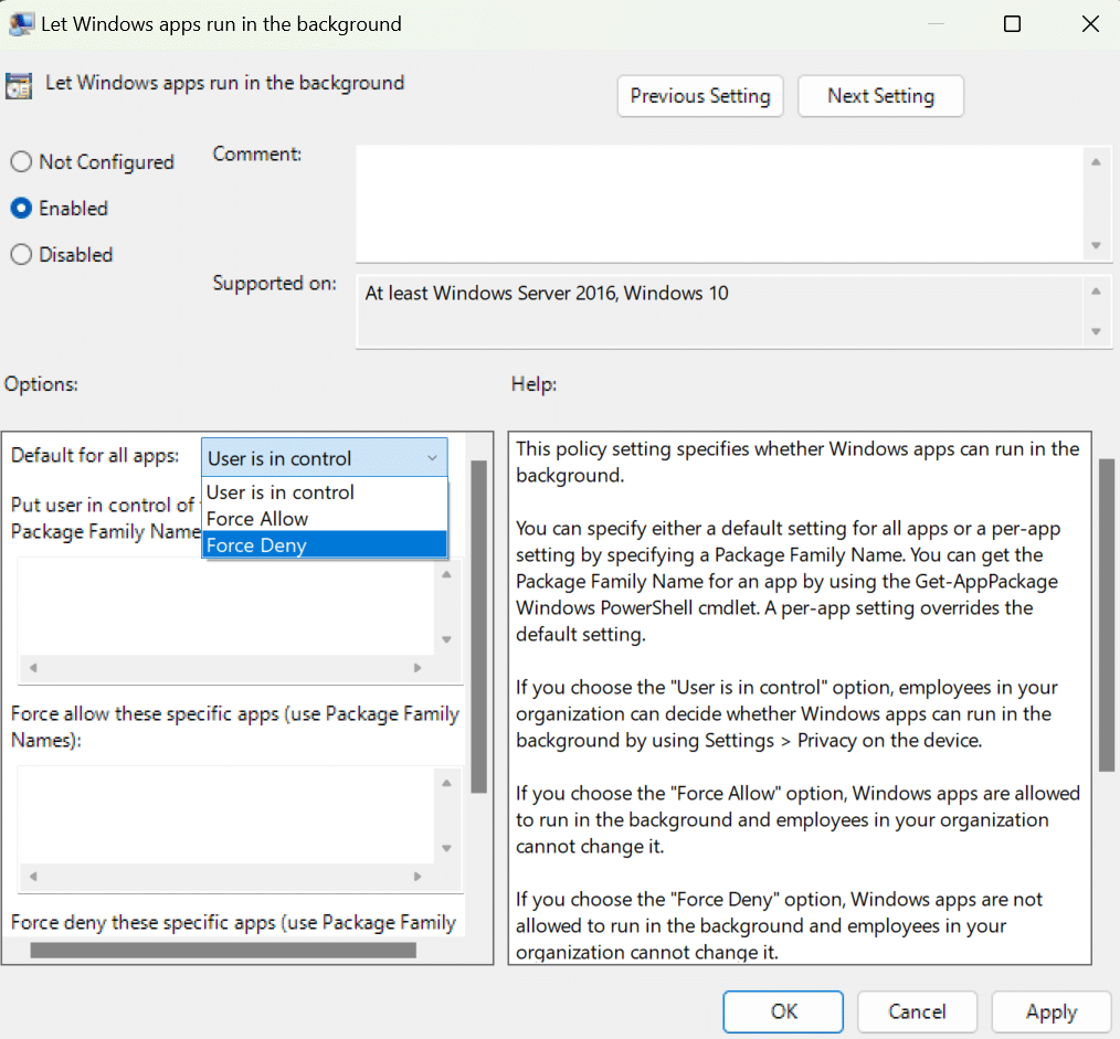 deshabilitar aplicaciones en segundo plano en Windows 11