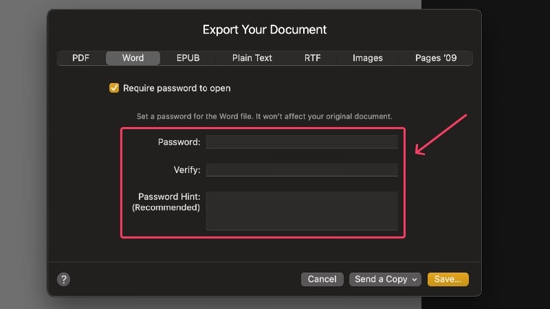 Wordファイルのパスワードを入力