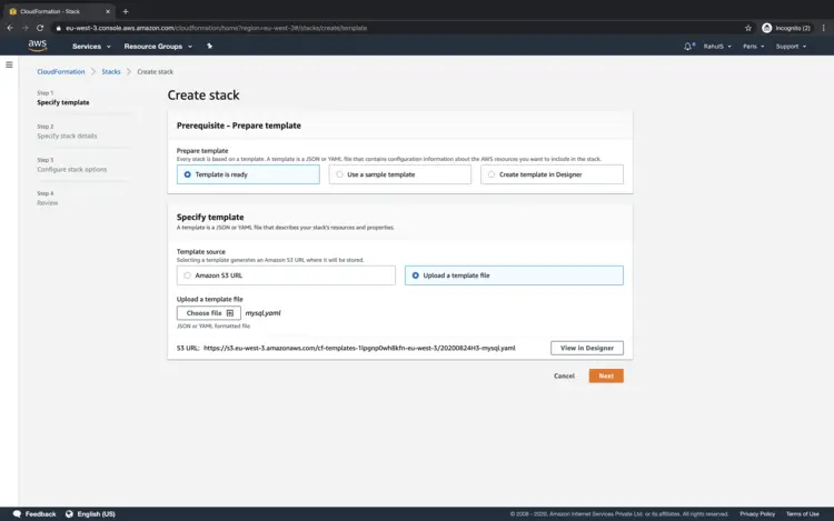 Créer une pile Cloudformation