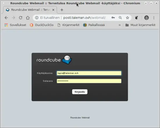 Inicio de sesión en RoundCube
