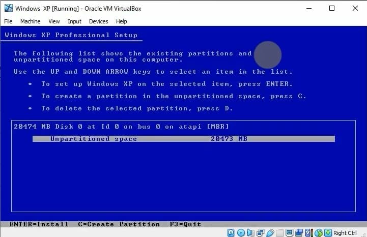 Installation de Windows XP sur l'émulateur