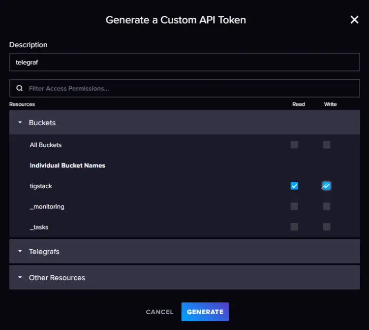 InfluxDB-Token erstellen