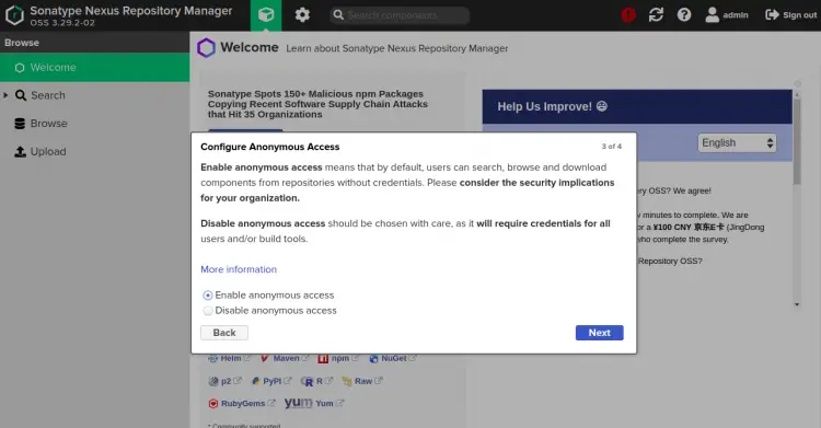 Configurar acceso anónimo