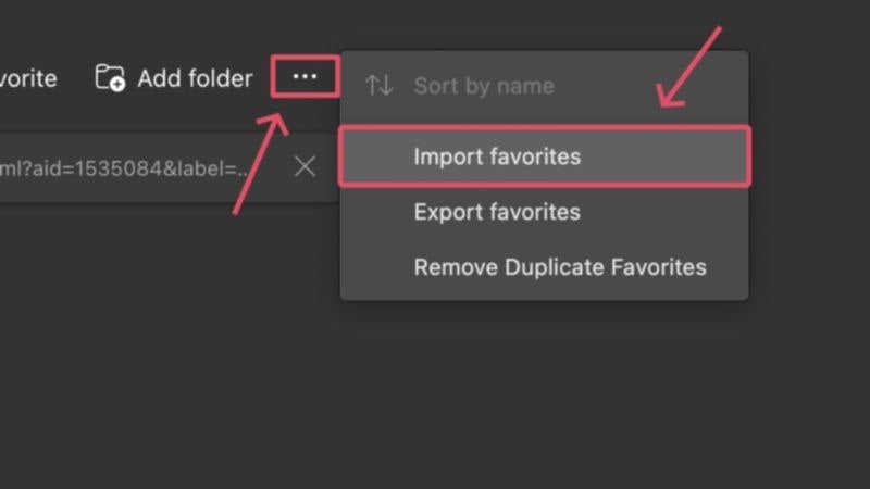 importar favoritos en edge