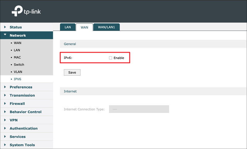 disable ipv6 on router