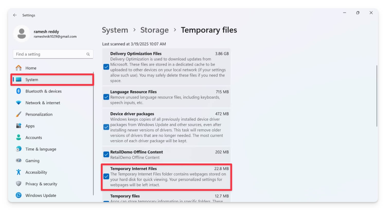 supprimer les fichiers internet temporaires sur windows
