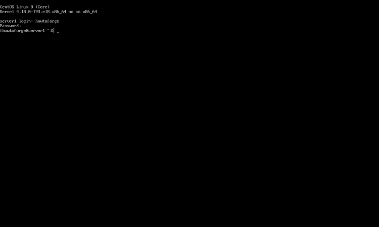 Primeiro login no CentOS 8