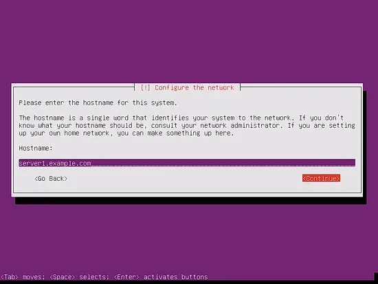 Imposta il nome host del server.
