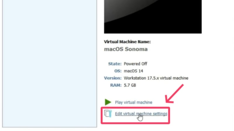 modifier les paramètres de la machine virtuelle