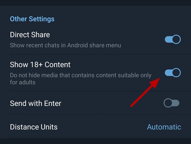 Aktivieren Sie sensible Inhalte auf Telegram auf Android