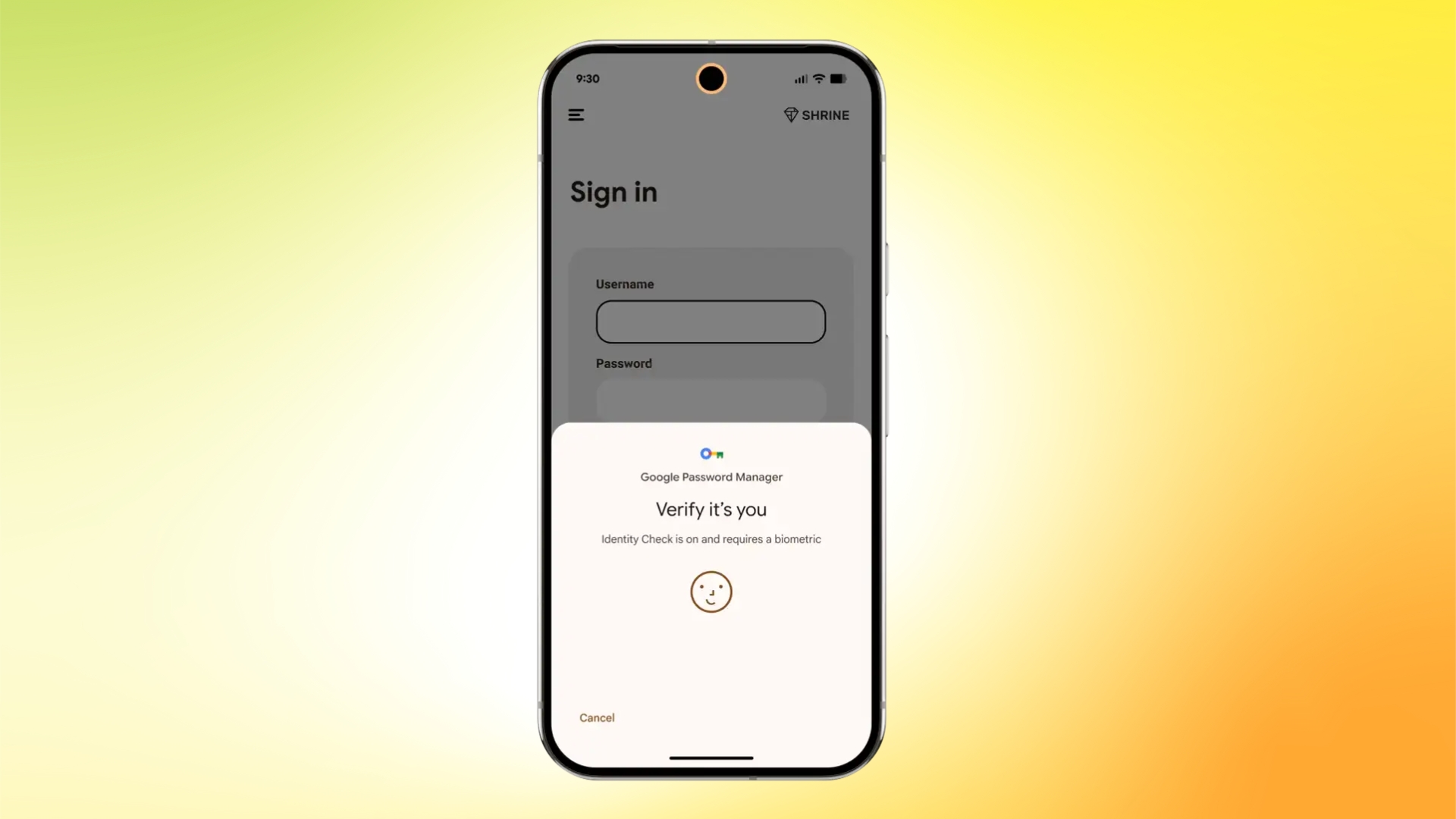 vérification d'identité android 16