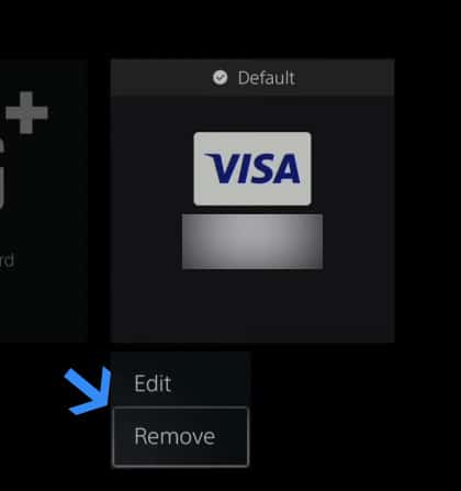 удалить кредитную карту с PS5