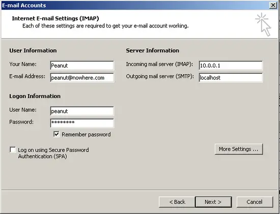 scr05 - Inserir detalhes IMAP