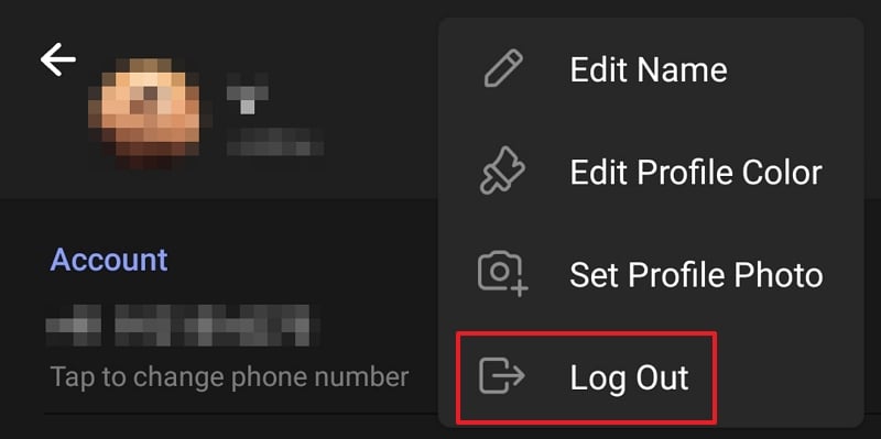 log out of telegram