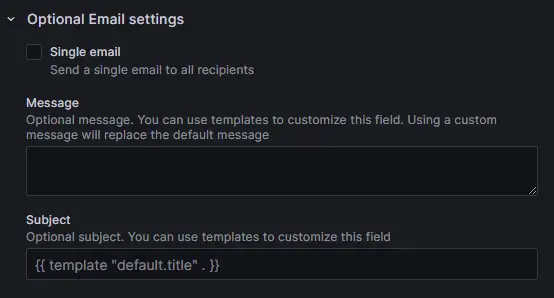 Grafana optionale E-Mail-Einstellungen