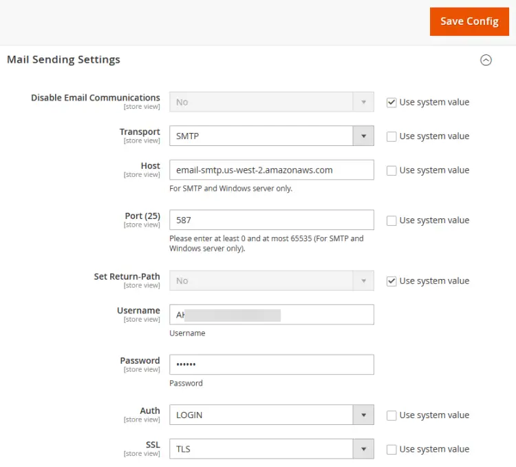Magento Amazon SESメール設定