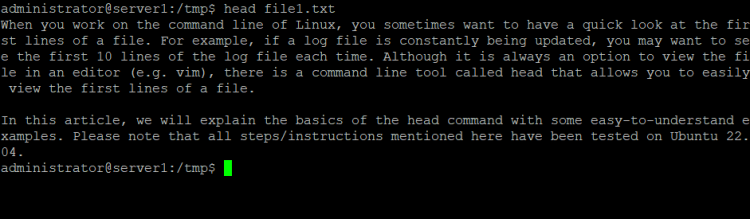 Utilisation de la commande head de Linux