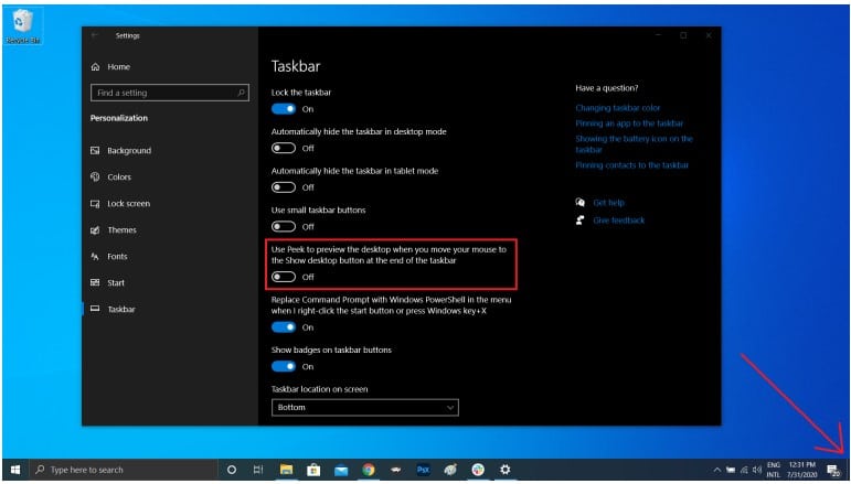 Show Desktop Button