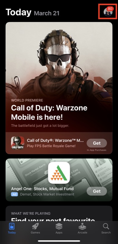 app store em um iphone.