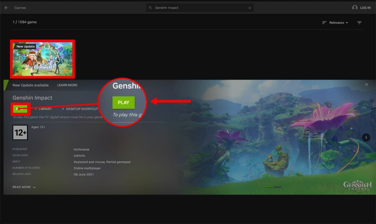 jouer à genshin impact sur mac en utilisant l'application geforce now