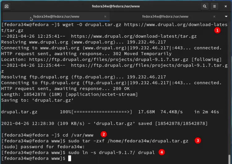 télécharger et extraire drupal