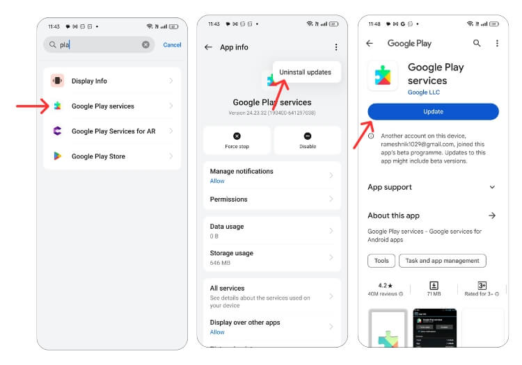 Google Play-Dienste aktualisieren