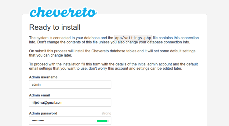 Chevereto 설치