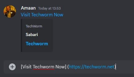 Texto de hipervínculo de Discord