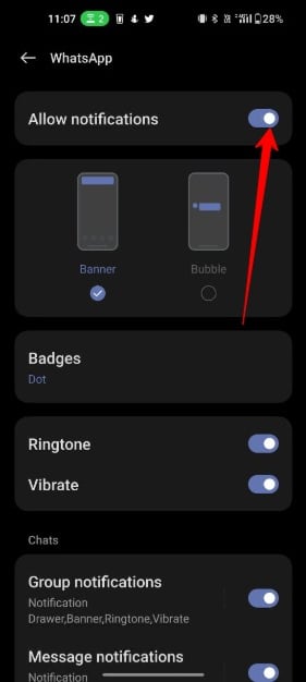 imagem mostrando whatsapp-permitir-notificações