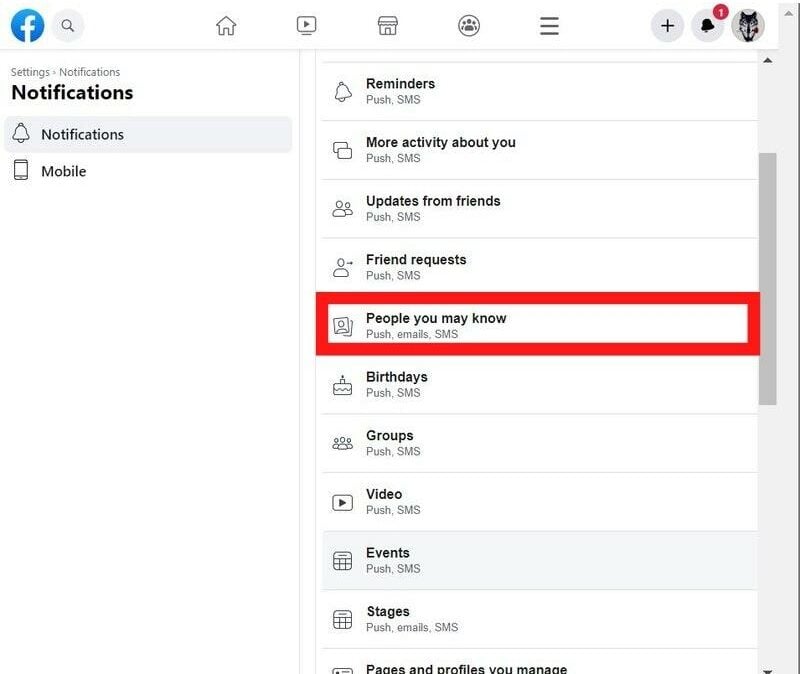 appuyez sur « personnes que vous pourriez connaître ».