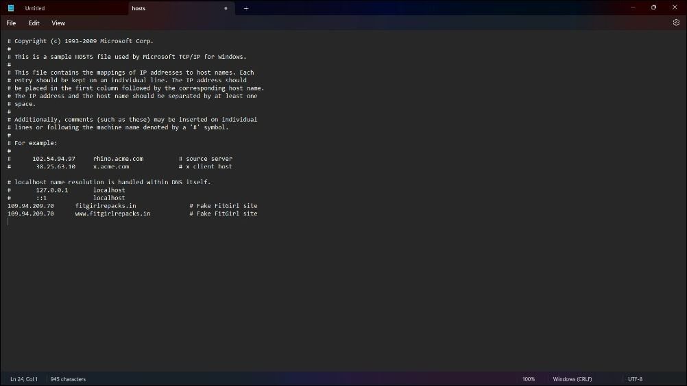 Hostdatei-Einstellungen in Windows
