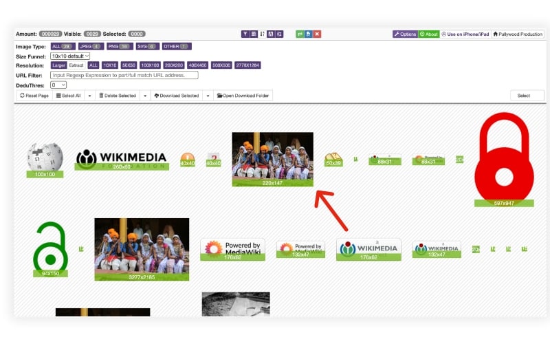 extensão image assistant batch downloader recuperando imagens do wikipedia