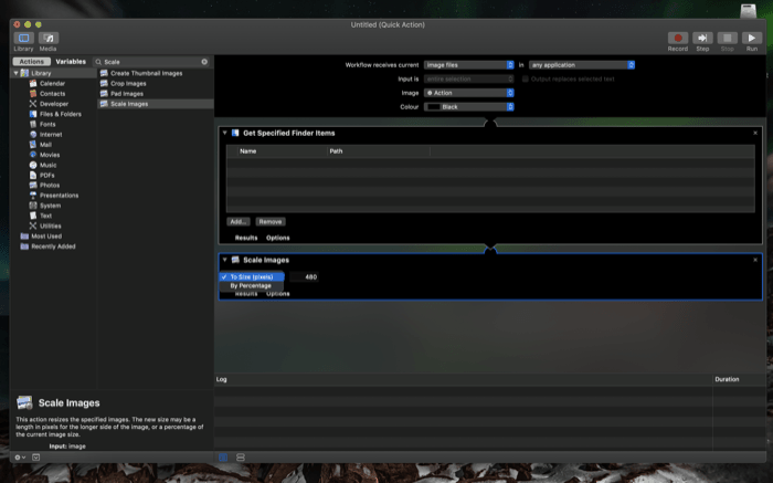 cómo automatizar el cambio de tamaño de imágenes en macos - servicio de automator 9