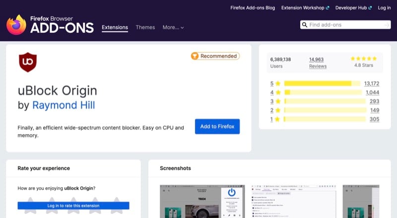 ublock origin firefox 확장 프로그램