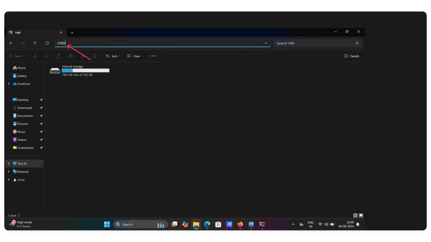 abrir uma janela de prompt de comando