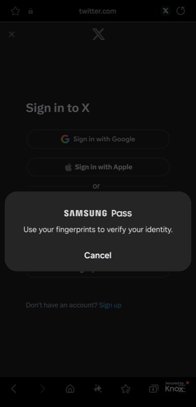 verifica dell'identità su samsung pass.