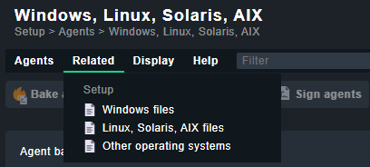 Меню файлов Linux Checkmk