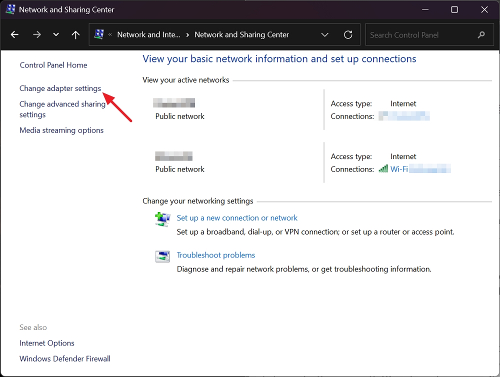 изменить параметры адаптера на windows 11