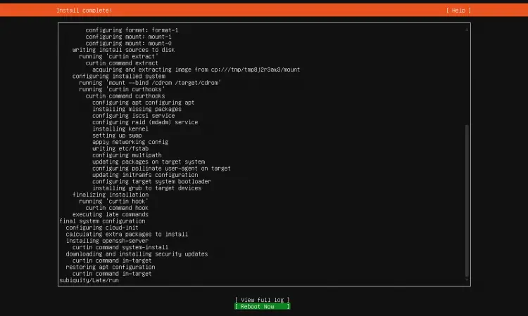 Ubuntu 22.04 のインストールが成功裏に終了しました