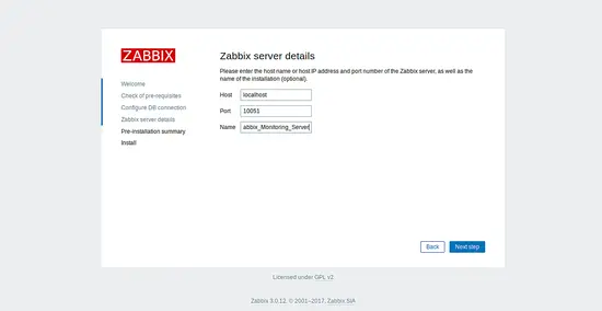 Zabbix-Serverdetails
