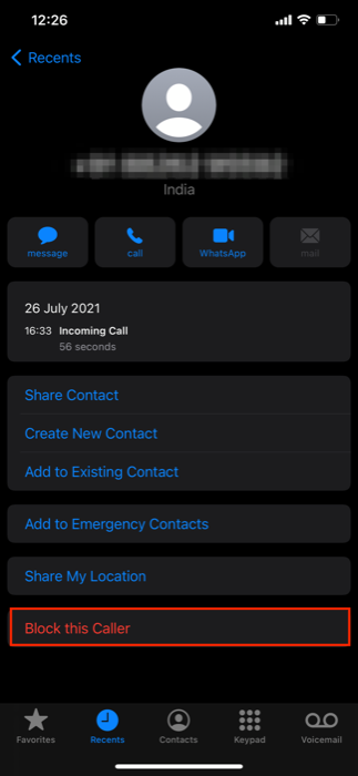blockieren einer Telefonnummer auf dem iphone