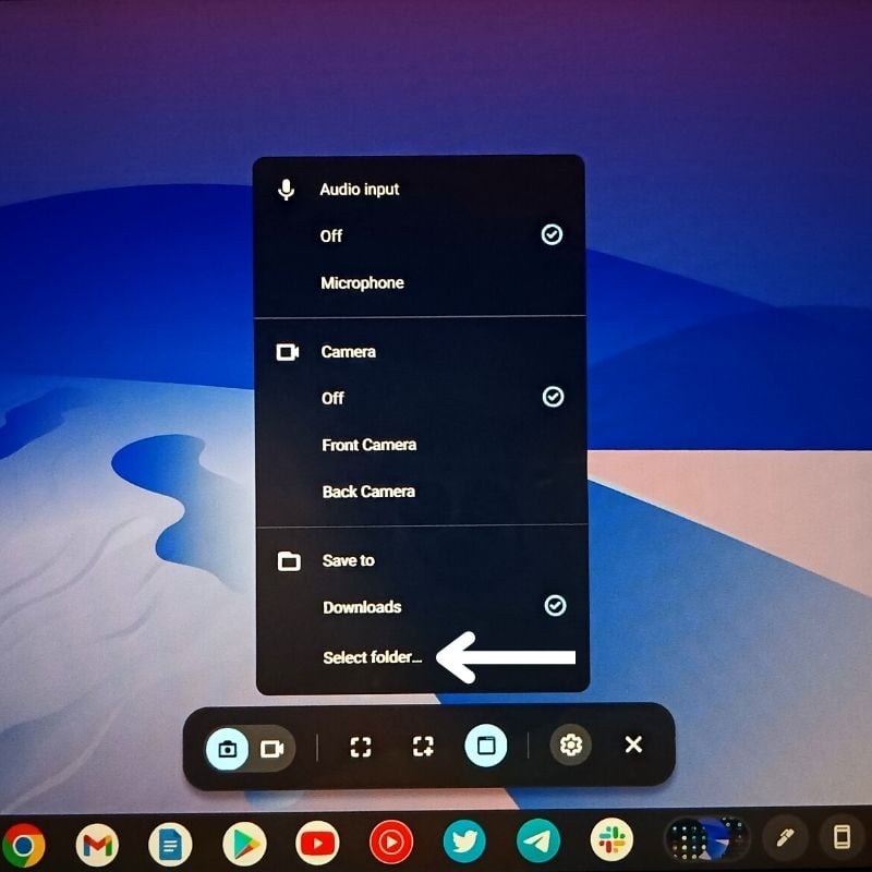 Zielordner für Screenshots in ChromeOS ändern