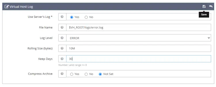OpenLiteSpeed Virtueller Host-Protokoll