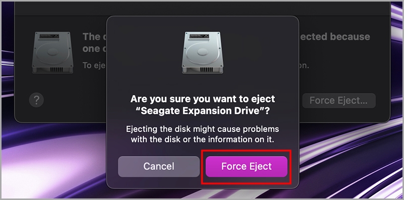 Macでドライブを強制的に取り出す